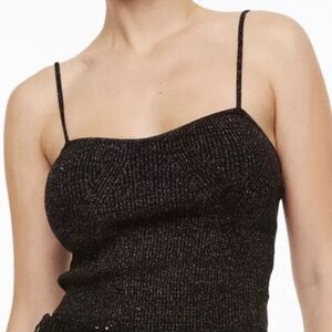 Black Sparkle Knit Cami Top - Women